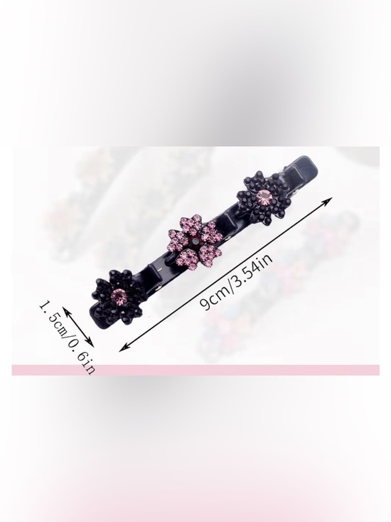 Anthropologie Accessories - Anthropologie Pink Crystal Floral Barrette on Black Base